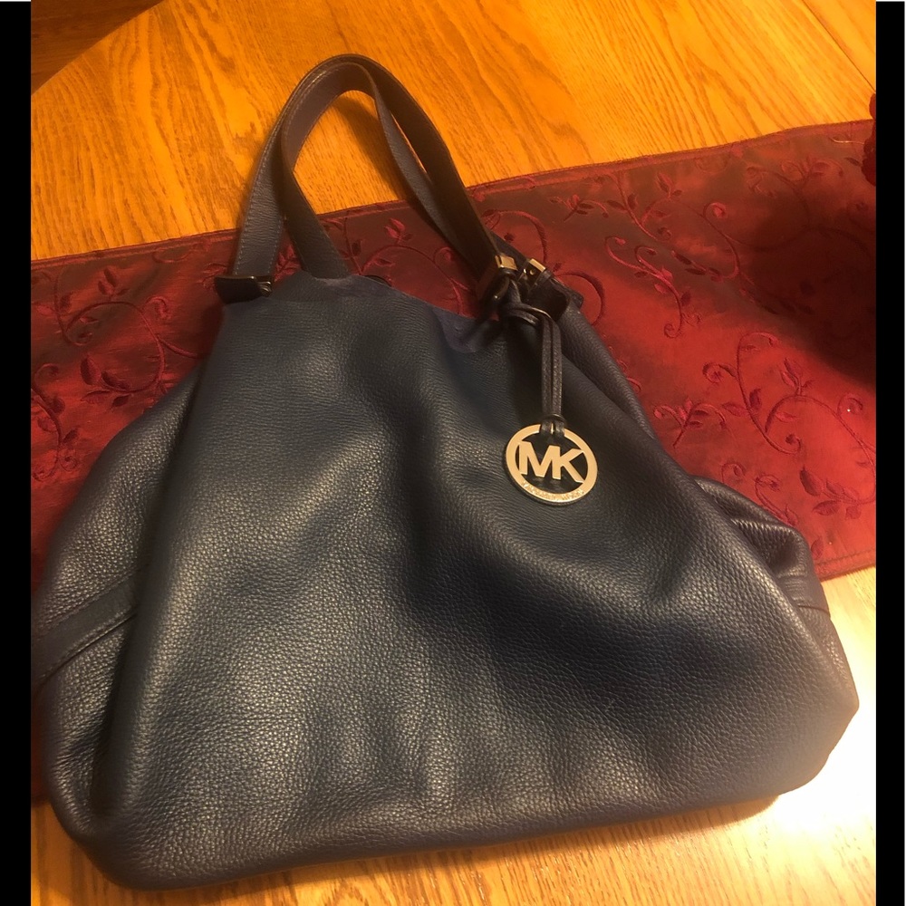 Michael Kors  reversible pebbled blue leather tote